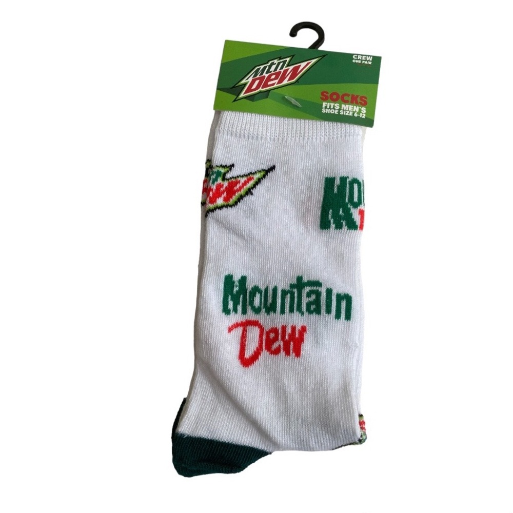 Mountain Dew Crew Socks White NWT